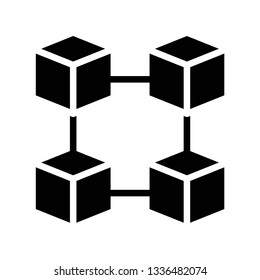 blockchain technology icon design with creative modern concept and black and white glyph style logo shape for pictogram, website, technology, web button design vector eps 10 - Vector 
