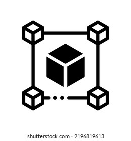 Blockchain Technology Icon Illustration bearbeiteter Schlaganfall