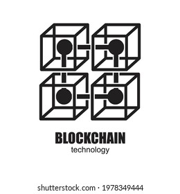 Blockchain technology icon isolated on white background vector illustration.