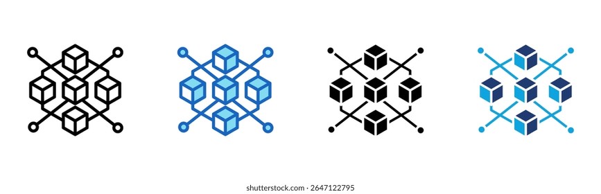 Ícone da tecnologia Blockchain Ilustração do vetor de múltiplos estilos
