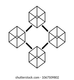 Blockchain technology icon on white background. Vector illustration.