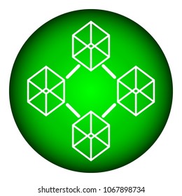 Blockchain technology icon on white background. Vector illustration.