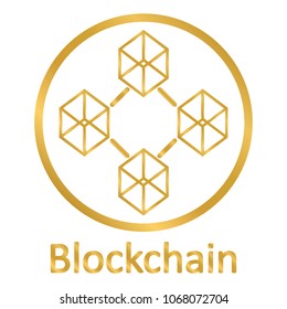 Blockchain technology icon on white background. Vector illustration.