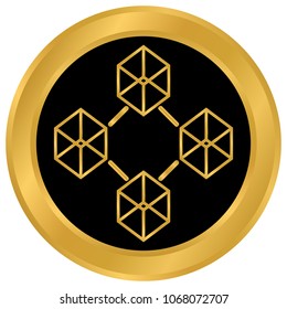 Blockchain technology icon on white background. Vector illustration.