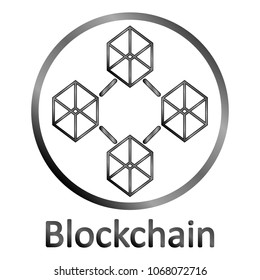 Blockchain technology icon on white background. Vector illustration.