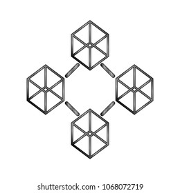 Blockchain technology icon on white background. Vector illustration.