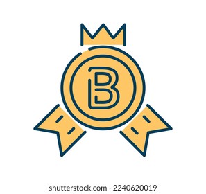 Icono de la tecnología Blockchain. Control de calidad, elemento gráfico para sitio web. Interfaz para programas y aplicaciones. Riqueza y joya, símbolo de ganancia en Internet. Dibujo vectorial plano de dibujos animados