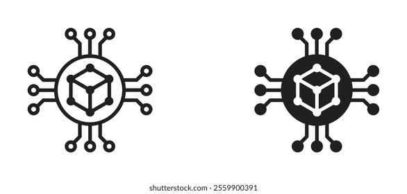 Blockchain technology Icon set in black color for ui designs
