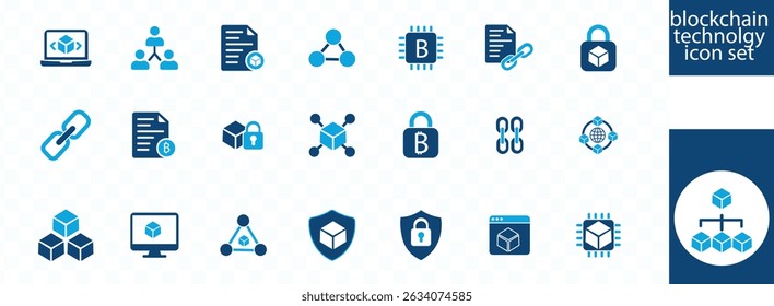 Blockchain technology icon set.blockchain, node, distribution, decentralized finance, encryption, tokens, white paper and wallet icon