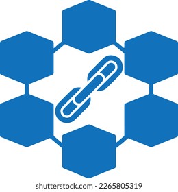 Blockchain technology icon, technology symbol blue vector