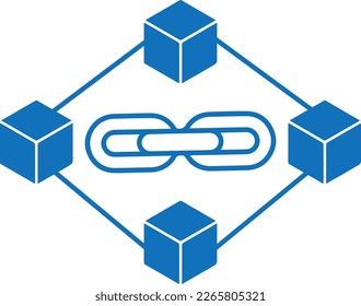 Blockchain technology icon, technology symbol blue vector