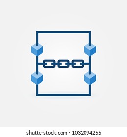 Blockchain technology icon - vector block chain symbol. Cryptocurrencies design element