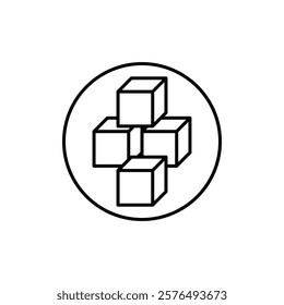 Blockchain technology icon vector outline logo sign