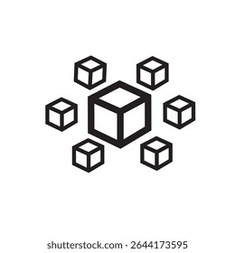 Blockchain technology Icons pack in outlined and flat versions