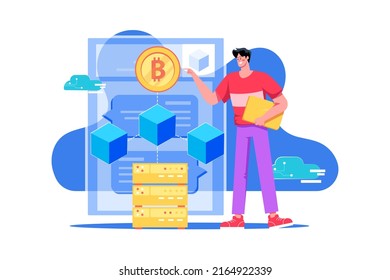 Blockchain technology Illustration concept. Flat illustration isolated on white background