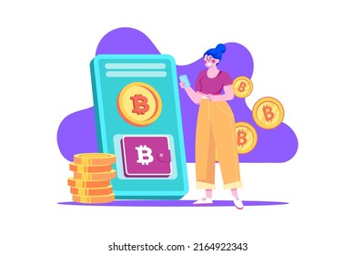 Tecnología Blockchain Concepto de ilustración. Ilustración plana aislada en fondo blanco