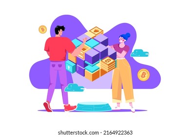 Blockchain technology Illustration concept. Flat illustration isolated on white background