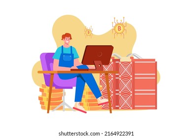 Blockchain technology Illustration concept. Flat illustration isolated on white background