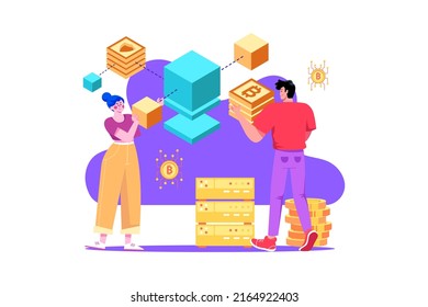 Blockchain technology Illustration concept. Flat illustration isolated on white background