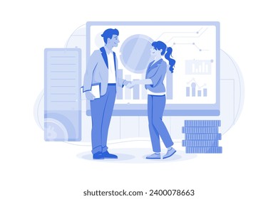 Blockchain Technology Illustration concept on white background