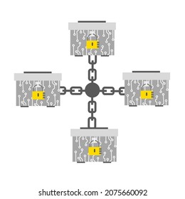 Blockchain technology illustration, blockchain graphics illustration.