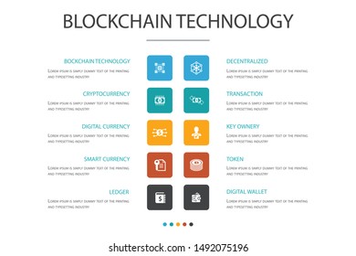 blockchain technology Infographic 10 option concept.cryptocurrency, digital currency, smart contract, transaction icons