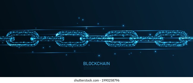 Blockchain technology line connection. Low poly wireframe design. Abstract geometric background. vector illustration.