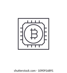 Blockchain technology linear icon concept. Blockchain technology line vector sign, symbol, illustration.