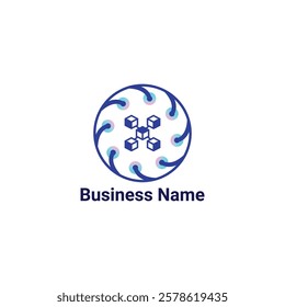 Blockchain technology logo design template.