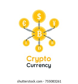Blockchain Technology Logo Icon. Digital Cryptocurrency Coin Computer Electronic Business Concept Design. Abstract Bitcoin Connect Global network Money Vector Illustration