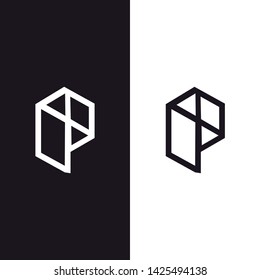 Blockchain technology logo icon template. P PP Cryptocurrency and bitcoin logotype illustration