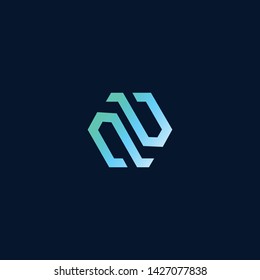 Blockchain technology logo icon template. S cryptocurrency and bitcoin logotype illustration