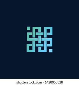 Blockchain technology logo icon template. Cryptocurrency and bitcoin logotype illustration