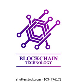 Blockchain technology logo template concept abstract geometric business sign. EPS 10