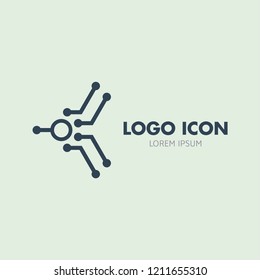 Blockchain technology logo template concept illustration. Digital crypto currency creative icon. Abstract geometric business sign. Graphic design element