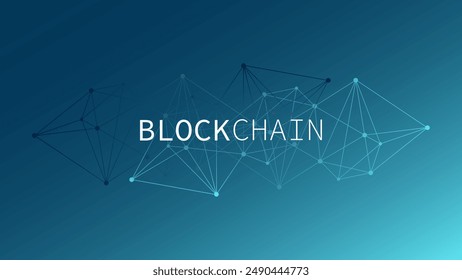 Blockchain technology. Low poly blue gradient vector background. Abstract triangle network pattern. Decentralization. Design element