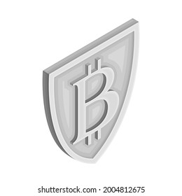 Tecnología Blockchain con Escudo metálico como símbolo de protección y seguridad Isometric Vector Illustration
