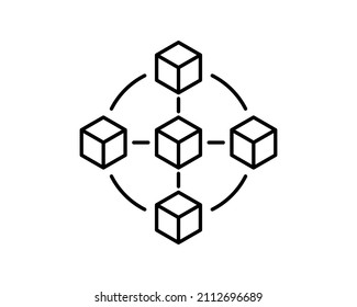 Blockchain technology modern icon. Vector block chain symbol or logo element in thin line style.