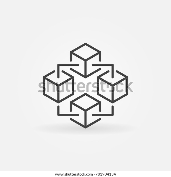 Blockchain technology modern icon.\
Vector block chain symbol or logo element in thin line\
style