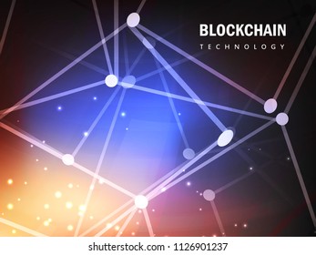 BlockChain Technology. BlockChain Network Concept Shiny Abstract Colorful Background.