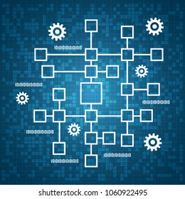 Blockchain technology, network, data processing vector concept illustration