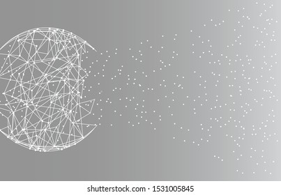 Blockchain technology network isolated on grey background. World globe blockchain technology background connect dots and lines. Abstract concept. Digital network technology, vector illustration