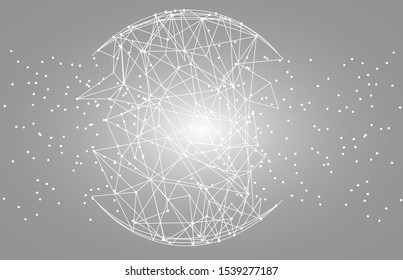 Blockchain technology network isolated on gray background. World globe blockchain technology background connect dots and lines. Abstract concept. Digital network technology, vector illustration