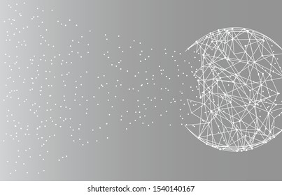 Blockchain technology network isolated on gray background. World globe blockchain technology background connect dots and lines. Abstract concept. Digital network technology, vector illustration