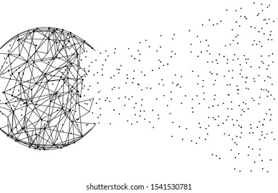 Blockchain technology network isolated on white background. World globe blockchain technology background connect dots and lines. Abstract concept. Digital network technology, vector illustration