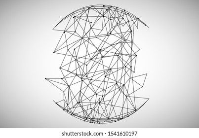 Blockchain technology network isolated on gray background. World globe blockchain technology background connect dots and lines. Abstract concept. Digital network technology, vector illustration