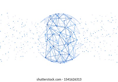 Blockchain technology network isolated on white background. World globe blockchain technology background connect dots and lines. Abstract concept. Digital network technology, vector illustration