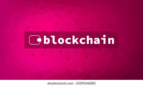 Tecnología blockchain.  Fondo de Vector de red. Descentralización. Patrón de gradiente magenta de triángulo Abstractas. Icono de billetera criptográfica para criptomonedas. Elemento de diseño para negocios, finanzas, intercambio