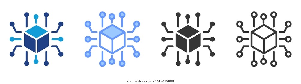 Blockchain technology outline icon multistyle