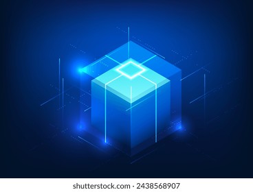 Tecnología Blockchain Cajas rectangulares apiladas una encima de la otra Representa un sistema de almacenamiento de datos que se conecta en red a través del cifrado informático. Es una tecnología de almacenamiento de datos altamente segura.